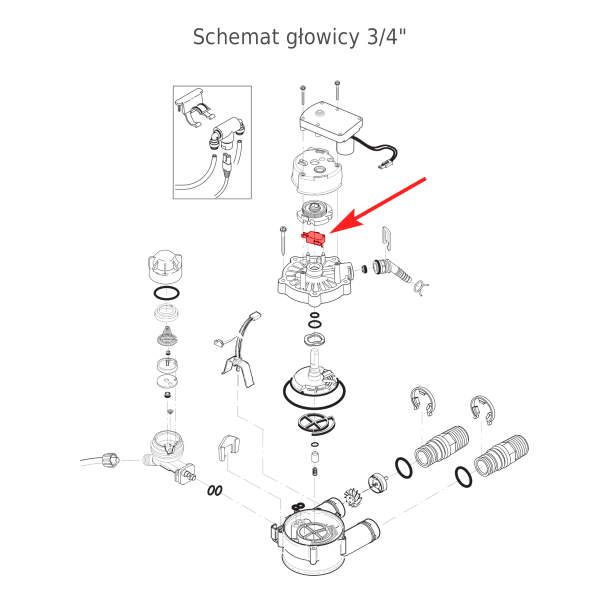 7030713, 7667535 - switch / przełącznik do zmiękczaczy - schemat głowicy 3/4 cala