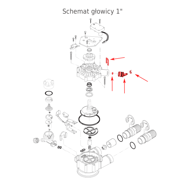 7331169 - zestaw króćca popłuczyn do zmiękczaczy - schemat głowicy 1 cal